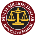 mmdaf - Frank DiGiacomo, Esquire Circular logo for the Million Dollar Advocates Forum, featuring a gold scales of justice on maroon background with white border and the text 'Million Dollar Advocates Forum' around the edge.